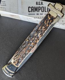 NIB 11"- 28cm Stag Horn A.G.A. Campolin Maltese lockback auto NIB 11"- 28cm Stag Horn A.G.A. Campolin Maltese lockback auto