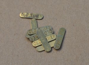 Schrade Auction USA Made Brass Old Timer Shield 3/4" NOS Smooth Reverse One Shield One Dollar