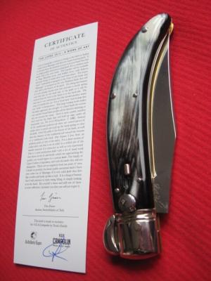 Quality Italian Unique Mechanism LEPRE Horn Knife Limited Edition 2015 MANIAGO ITALY w/Certificate