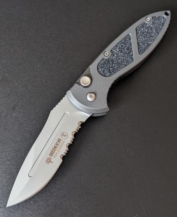 Boker SpeedLock T4 Tactical Automatic with 3-3/8" Stainless Serrated Edge, Button Plunge Lock