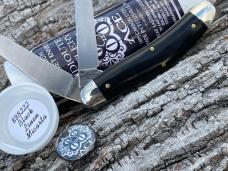 GEC ** TIDIOUTE CUTLERY 888222 BLACK LINEN MICARTA ACE OF SPADE SHIELD 1095 CARBON BAYOU TRAPPER