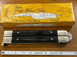 Parker Eagle Brand No. 628 Gypsy Balisong Butterfly Knife w/Water Buffalo Horn Scales Japan