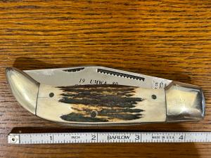 Parker Cut. Co. Ltd Ed 1980 Coal Miners of Illinois Clasp Knife w/Fat Stag Scales SN#122 Japan