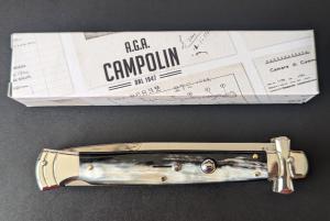  NIB 11"- 28 cm A.G.A. Campolin Brazilian Horn Maltese lockback a super beautiful quality stiletto
