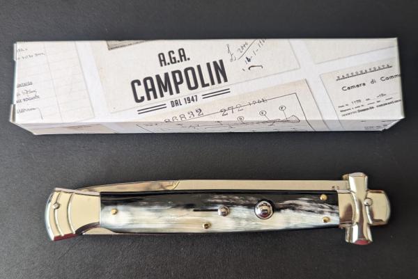 NIB 11"- 28 cm A.G.A. Campolin Brazilian Horn Maltese lockback a super beautiful quality stiletto NIB 11"- 28 cm A.G.A. Campolin Brazilian Horn Maltese lockback a super beautiful quality stiletto