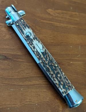 NOS 33CM-13" SKM (SWITCHBLADE KNIFEMAKER MANIAGO) STAG BAYONET STILETTO AUTOMATIC