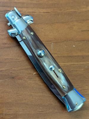 FRANK BELTRAME 23CM 9" DAGGER AUTO IN BRAZILIAN HONEY HORN...NEW 