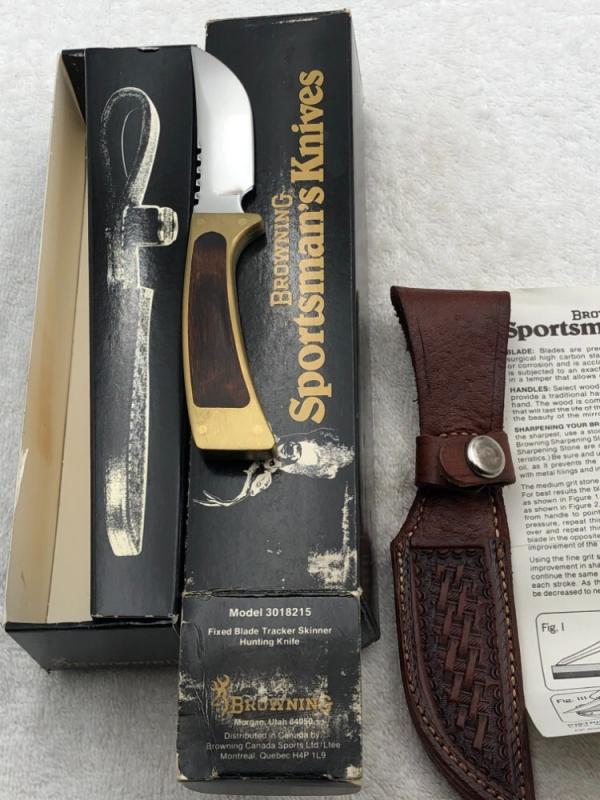 Vintage Browning Sportsman Knife Model 3018215 Fixed Blade Skinner Hunting Knife Made In USA Vintage Browning Sportsman Knife Model 3018215 Fixed Blade Skinner Hunting Knife Made In USA