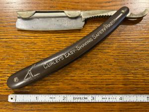 Geo Wostenholm & Son's Sheffield Curley's Easy-Shaving Safety Razor Damascus Steel  (216)