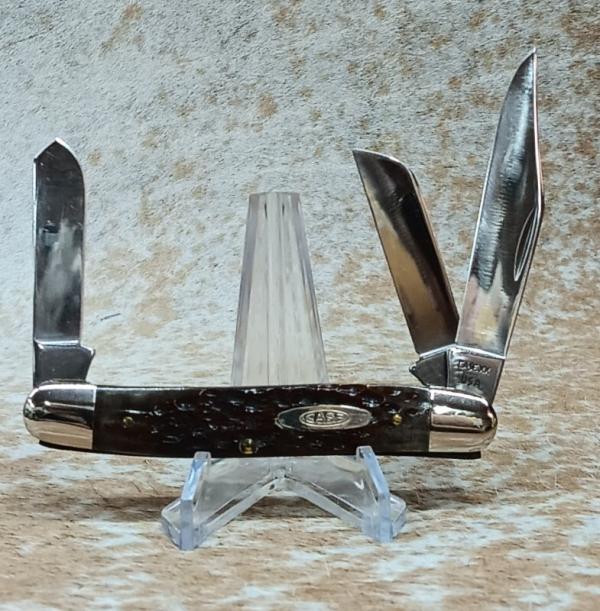 Case XX 6347 HP Stockman Knife 1985 Brown And Green Jigged Bone