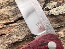 KROO CUSTOM DYED BURGANDY CHUNKY FRANK SLIP-JOINT KNIFE WITH SHEATH KROO CUSTOM DYED BURGANDY CHUNKY FRANK SLIP-JOINT KNIFE WITH SHEATH