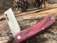 KROO CUSTOM DYED BURGANDY CHUNKY FRANK SLIP-JOINT KNIFE WITH SHEATH KROO CUSTOM DYED BURGANDY CHUNKY FRANK SLIP-JOINT KNIFE WITH SHEATH