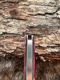 KROO CUSTOM DYED BURGANDY CHUNKY FRANK SLIP-JOINT KNIFE WITH SHEATH KROO CUSTOM DYED BURGANDY CHUNKY FRANK SLIP-JOINT KNIFE WITH SHEATH