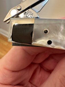 Case XX Mother Of Pearl Cheetah Silver Script Shield. Mint! Case XX Mother Of Pearl Cheetah Silver Script Shield. Mint!