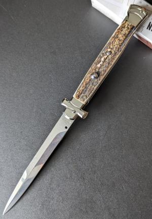  NIB 11"- 28cm Stag Horn A.G.A. Campolin Maltese lockback auto