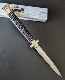 NIB 11"- 28cm Stag Horn A.G.A. Campolin Maltese lockback auto NIB 11"- 28cm Stag Horn A.G.A. Campolin Maltese lockback auto