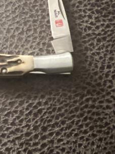 ALMAR Fat & Gnarly Stag 2" Long Lockback With Leather Sheath FM CO JAPAN ALMAR Fat & Gnarly Stag 2" Long Lockback With Leather Sheath FM CO JAPAN