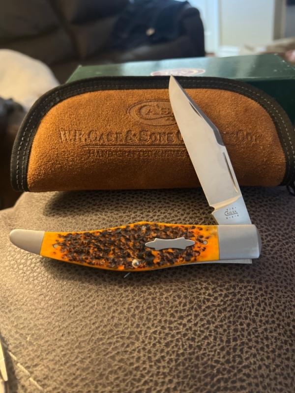 Case XX TONY BOSE TB612001 ATS-34 Autumn Bone YUKON JACK With Leather Pouch New In Bix
