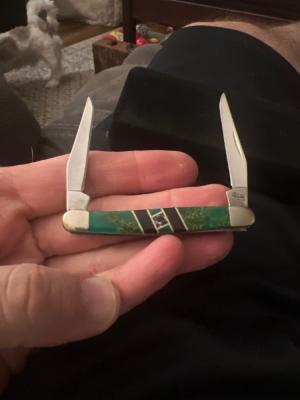 2008 CASE XX USA EXOTIC AZTEC JADE MINI MUSKRAT With Mini Stainless Steel Blades New In Black Clamsh