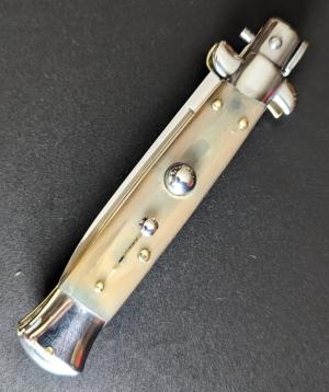 RARE NOS GIOVANNI BELTRAME 20CM-8 INCH FLAT BLADE STILETTO IN BRAZILIAN HONEY HORN 