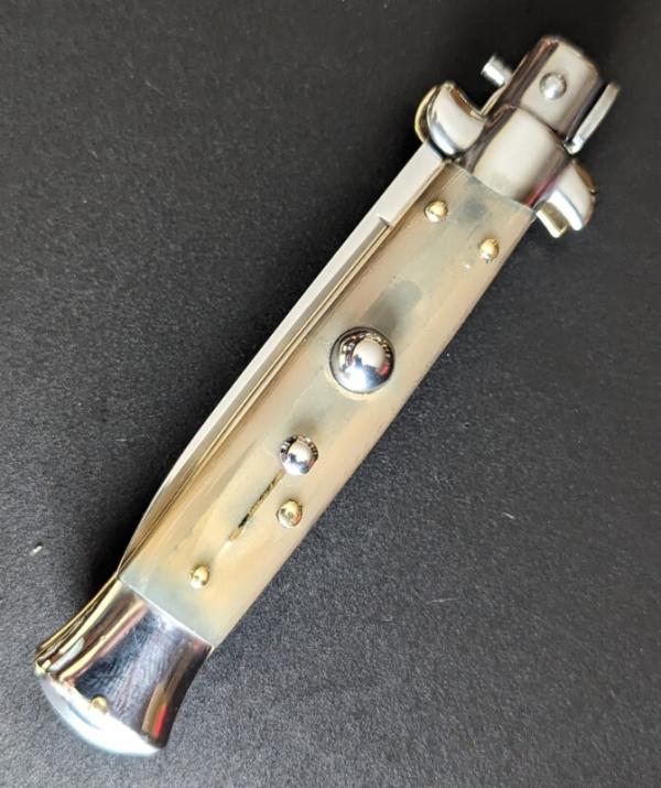 RARE NOS GIOVANNI BELTRAME 20CM-8 INCH FLAT BLADE STILETTO IN BRAZILIAN HONEY HORN 