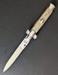 RARE NOS GIOVANNI BELTRAME 20CM-8 INCH FLAT BLADE STILETTO IN BRAZILIAN HONEY HORN RARE NOS GIOVANNI BELTRAME 20CM-8 INCH FLAT BLADE STILETTO IN BRAZILIAN HONEY HORN
