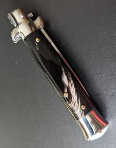 RARE NOS GIOVANNI BELTRAME 20CM-8 INCH FLAT BLADE STILETTO IN SUPER SELECT BUFFALO HORN 