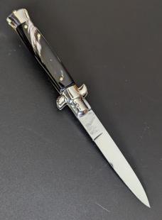 RARE NOS GIOVANNI BELTRAME 20CM-8 INCH FLAT BLADE STILETTO IN SUPER SELECT BUFFALO HORN RARE NOS GIOVANNI BELTRAME 20CM-8 INCH FLAT BLADE STILETTO IN SUPER SELECT BUFFALO HORN