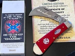 Case XX Hank Jr.#008 Discontinued Hawkbill Smooth Red Deep Gold/Black/White 4”Knife MINT.