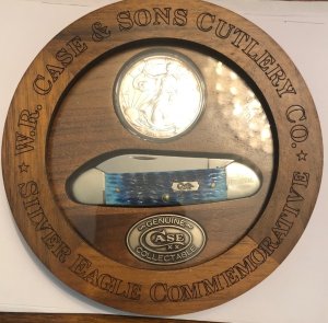 New in display 2011 Case Sky Blue Bone Canoe and Silver Dollar