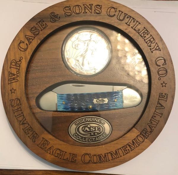 New in display 2011 Case Sky Blue Bone Canoe and Silver Dollar New in display 2011 Case Sky Blue Bone Canoe and Silver Dollar