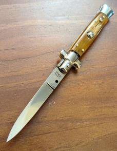 RARE NOS GIOVANNI BELTRAME 20CM-8 INCH FLAT BLADE STILETTO IN BRAZILIAN HONEY HORN RARE NOS GIOVANNI BELTRAME 20CM-8 INCH FLAT BLADE STILETTO IN BRAZILIAN HONEY HORN