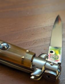 RARE NOS GIOVANNI BELTRAME 20CM-8 INCH FLAT BLADE STILETTO IN BRAZILIAN HONEY HORN RARE NOS GIOVANNI BELTRAME 20CM-8 INCH FLAT BLADE STILETTO IN BRAZILIAN HONEY HORN