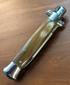 RARE NOS GIOVANNI BELTRAME 20CM-8 INCH FLAT BLADE STILETTO IN BRAZILIAN HONEY HORN 