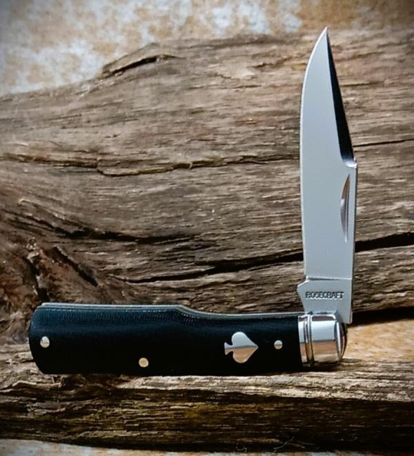 NIB  RoseCraft Blades Savage Creek Gunstock RCT014 D2 Clip Blade Black Micarta With Spade Shield