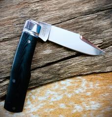 NIB  RoseCraft Blades Savage Creek Gunstock RCT014 D2 Clip Blade Black Micarta With Spade Shield