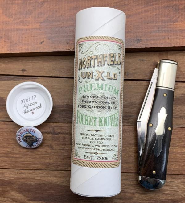 Waynorth Cutlery. Charlie C SFO Northfield UN-X-LD African Blackwood Special Factory Order. ..(GEC) Waynorth Cutlery. Charlie C SFO Northfield UN-X-LD African Blackwood Special Factory Order. ..(GEC)