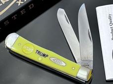 New Case XX USA TRUMP With 2025 Gold Dipped Inlaid Medallion Yellow Trapper Stainless 4-1/8” New Case XX USA TRUMP With 2025 Gold Dipped Inlaid Medallion Yellow Trapper Stainless 4-1/8”