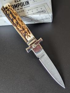 AGA CAMPOLIN DAMASCUS MINI DOMINUS IN STAG HORN NIB AGA CAMPOLIN DAMASCUS MINI DOMINUS IN STAG HORN NIB