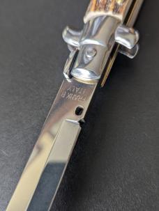 FRANK BELTRAME 23CM 9" BOYONET STILETTO AUTO IN NICE STAG HORN...NEW FRANK BELTRAME 23CM 9" BOYONET STILETTO AUTO IN NICE STAG HORN...NEW