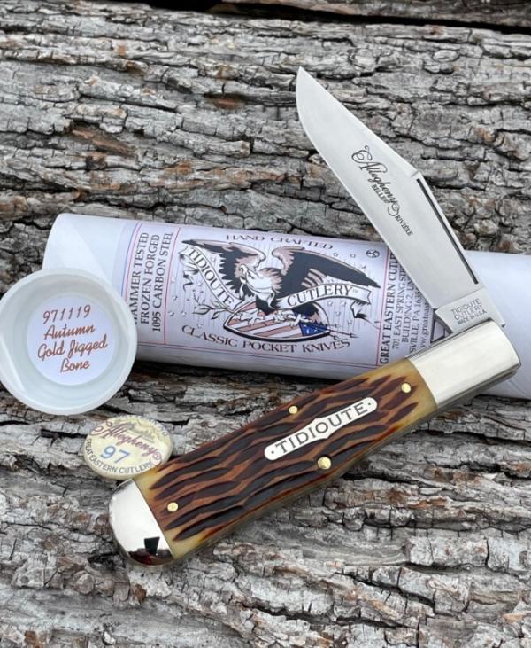 GEC TIDIOUTE ** 971119 ALLEGHENY AUTUMN GOLD JIGGED BONE LARGE COKEBOTTLE 1095 CARBON GEC TIDIOUTE ** 971119 ALLEGHENY AUTUMN GOLD JIGGED BONE LARGE COKEBOTTLE 1095 CARBON