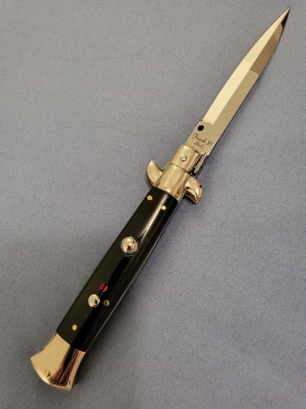 *NOS* 9"(23cm) Frank B "Limited Edition" JET BLACK HORN Italian PICKLOCK Stiletto *NOS* 9"(23cm) Frank B "Limited Edition" JET BLACK HORN Italian PICKLOCK Stiletto