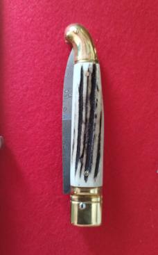 AB Armando Beltrame 1990's Birds beak lever lock w/ damascus & stag, Rare knife! AB Armando Beltrame 1990's Birds beak lever lock w/ damascus & stag, Rare knife!