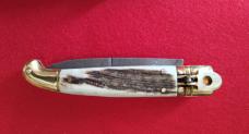 AB Armando Beltrame 1990's Birds beak lever lock w/ damascus & stag, Rare knife! AB Armando Beltrame 1990's Birds beak lever lock w/ damascus & stag, Rare knife!