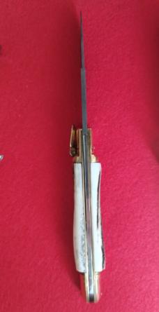 AB Armando Beltrame 1990's Birds beak lever lock w/ damascus & stag, Rare knife! AB Armando Beltrame 1990's Birds beak lever lock w/ damascus & stag, Rare knife!