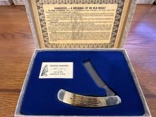 Parker-Edwards 1501D Ltd Ed Sowbellly Trapper w/Damascus Razor Blade & Jigged Green Bone Scales USA