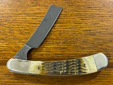 Parker-Edwards 1501D Ltd Ed Sowbellly Trapper w/Damascus Razor Blade & Jigged Green Bone Scales USA