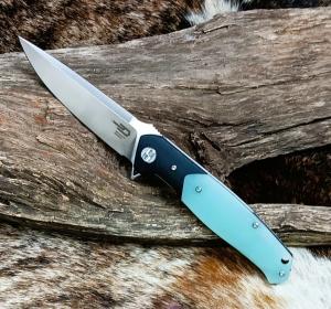 BESTECH SWORDFISH KNIFE BG03E Liner Lock Jade G10 Handle 4" D2 Satin Drop Point
