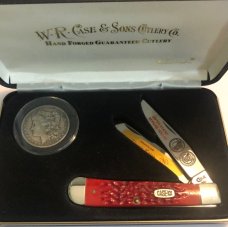New in display Case Trapper and 1890 Silver Morgan Dollar New in display Case Trapper and 1890 Silver Morgan Dollar