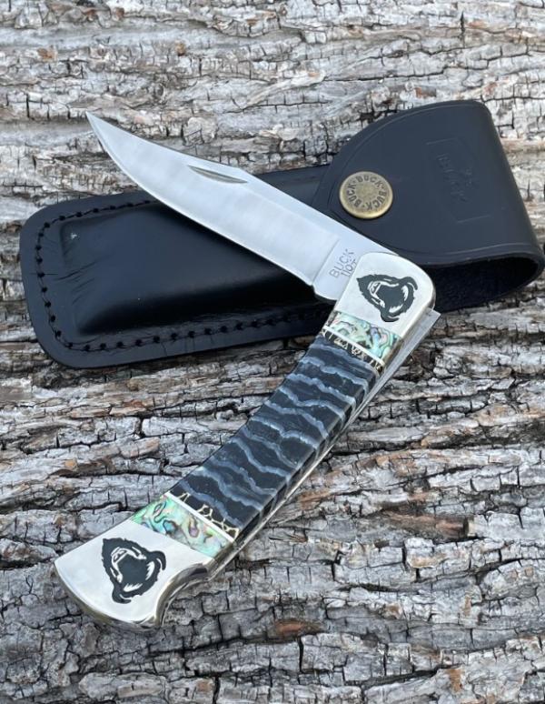 BUCK 110 ** BRIAN YELLOWHORSE CUSTOM MAMMOTH TOOTH AND ABALONE FOLDING HUNTER BUCK 110 ** BRIAN YELLOWHORSE CUSTOM MAMMOTH TOOTH AND ABALONE FOLDING HUNTER
